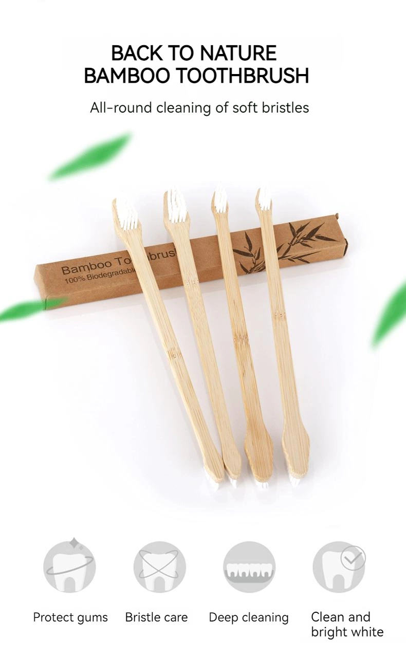 Small Dog & Cat Disposable Bamboo and Wood Toothbrush 360 Degree Deep Clean Oral Hygiene Pet Toothbrush